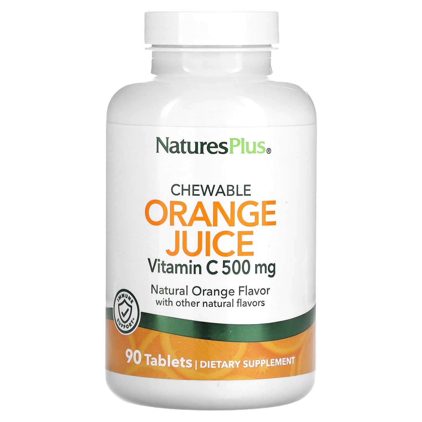 NaturesPlus, Chewable Orange Juice, Vitamin C, Natural Orange, 500 mg, 90 Tablets - Image 1