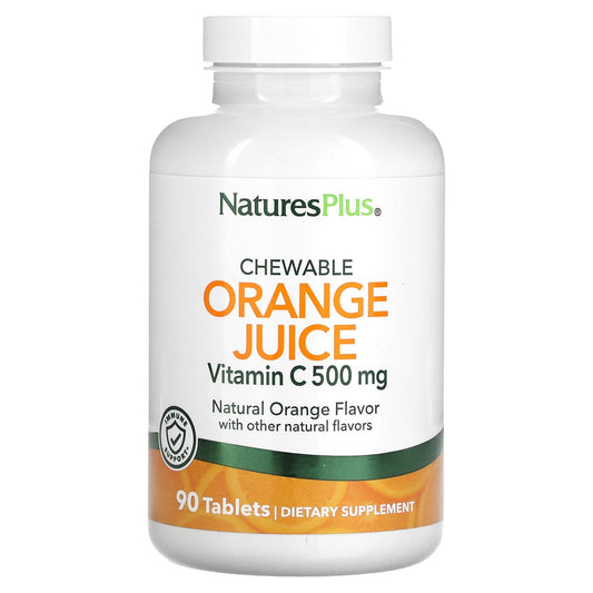 NaturesPlus, Chewable Orange Juice, Vitamin C, Natural Orange, 500 mg, 90 Tablets - Image 1