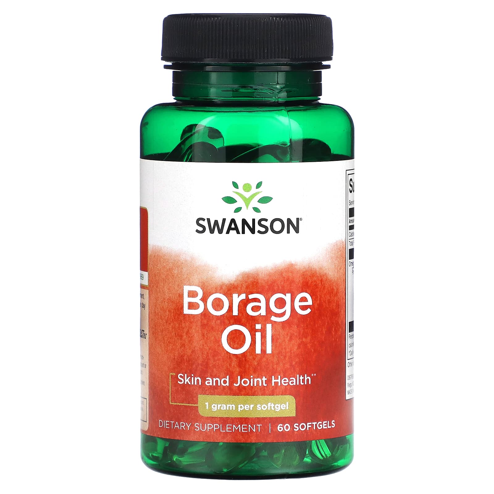 Swanson, Borage Oil, 1 g, 60 Softgels - Image 1
