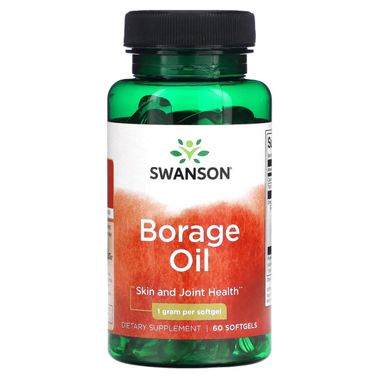 Swanson, Borage Oil, 1 g, 60 Softgels - Image 1