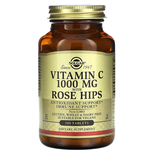 Solgar, Vitamin C With Rose Hips, 100 Tablets - Image 1
