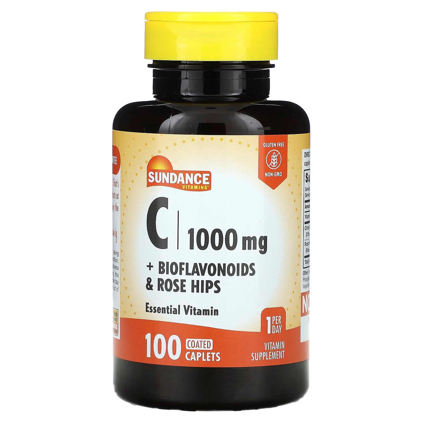 Sundance Vitamins, C + Bioflavonoids & Rose Hips, 100 Coated Caplets - Image 1