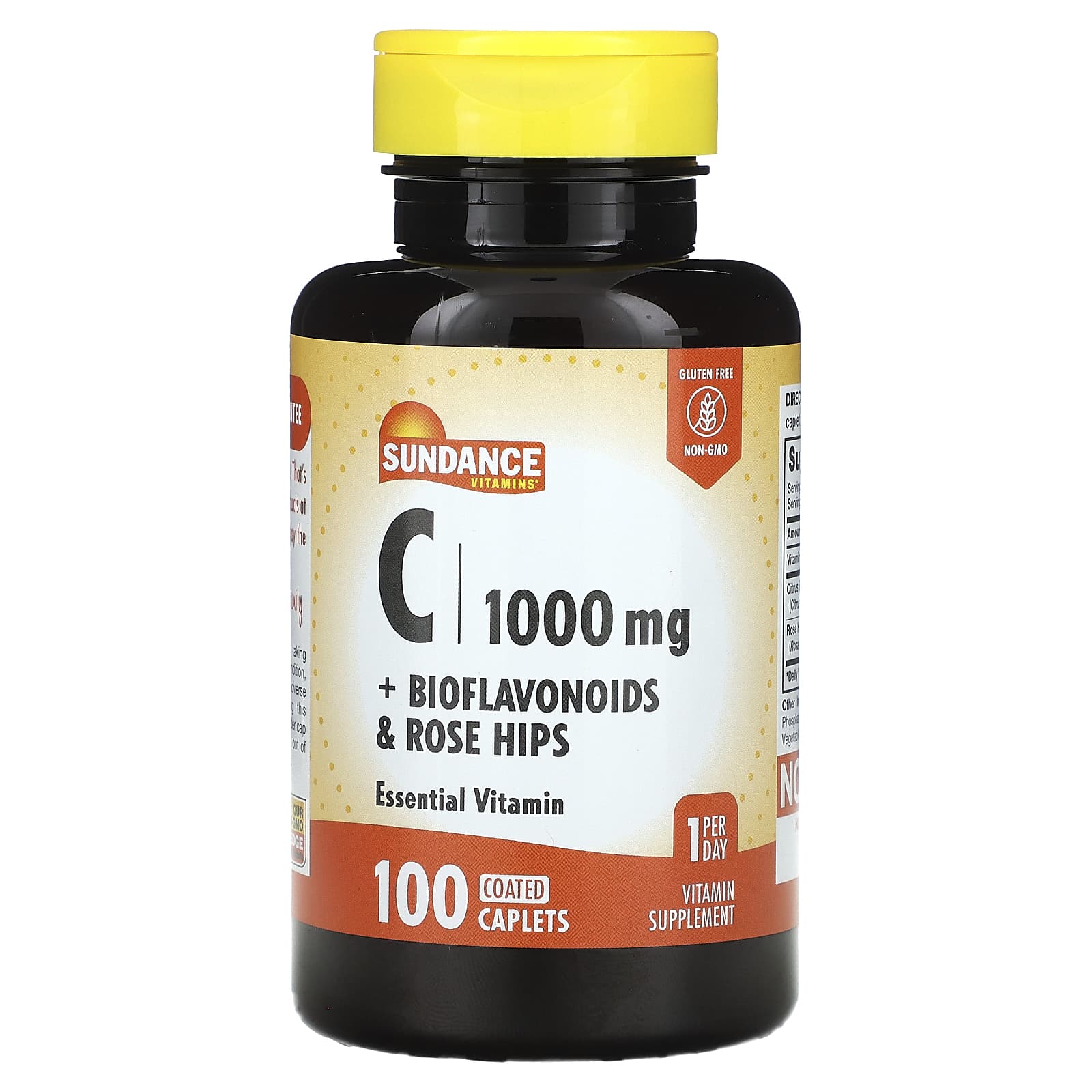 Sundance Vitamins, C + Bioflavonoids & Rose Hips, 100 Coated Caplets - Image 1