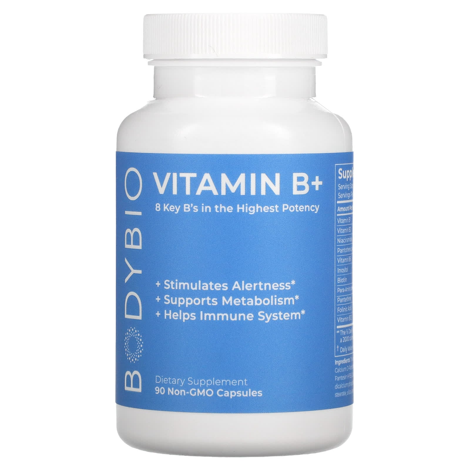 Unlock Full Body Potential with BodyBio Vitamin B+ Capsules - 90 Non-GMO - Image 1