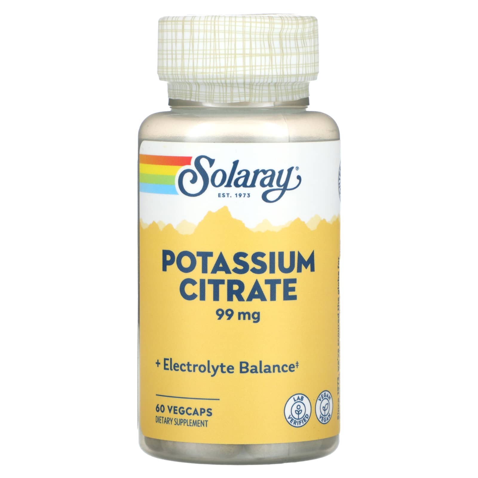Solaray, Potassium Citrate , 99 mg , 60 VegCaps - Image 1