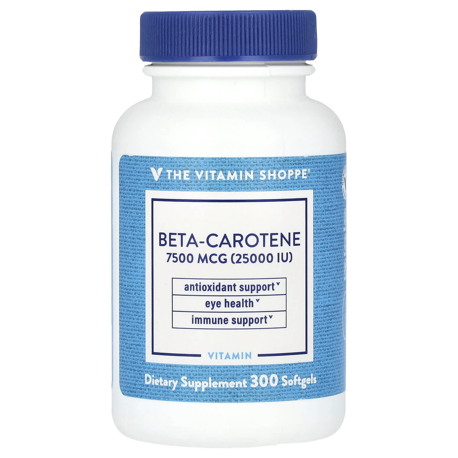 The Vitamin Shoppe, Beta-Carotene, 7,500 mcg (25,000 IU), 300 Softgels - Image 1