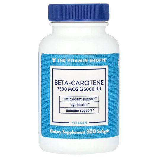 The Vitamin Shoppe, Beta-Carotene, 7,500 mcg (25,000 IU), 300 Softgels - Image 1