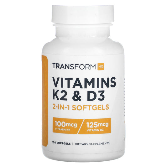 TransformHQ, Vitamins K2 & D3, 120 Softgels - Image 1