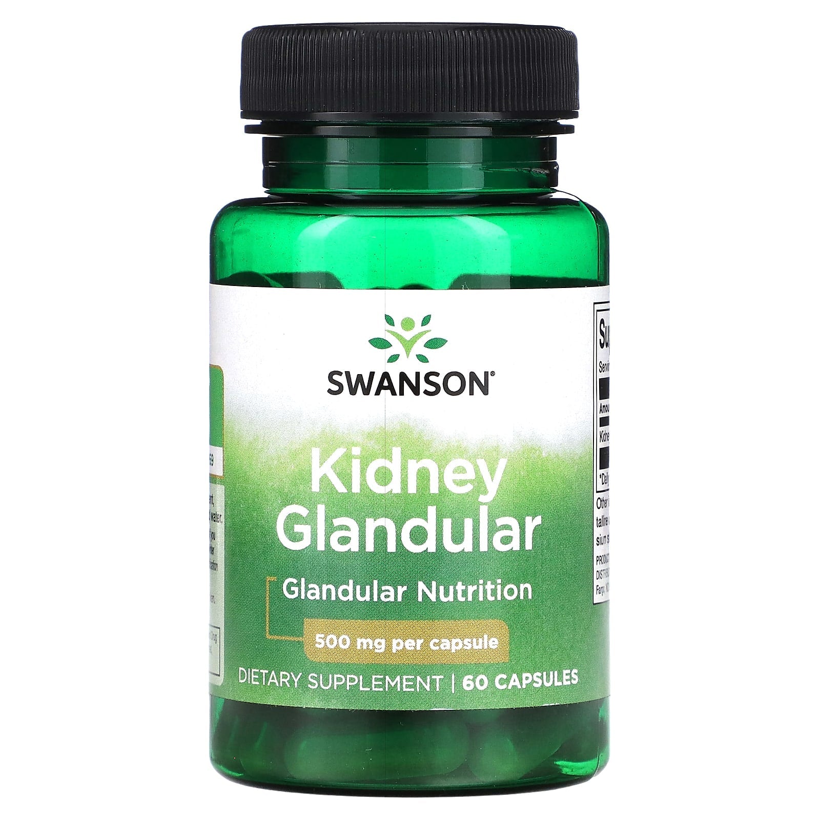 Swanson, Kidney Glandular, 500 mg, 60 Capsules - Image 1
