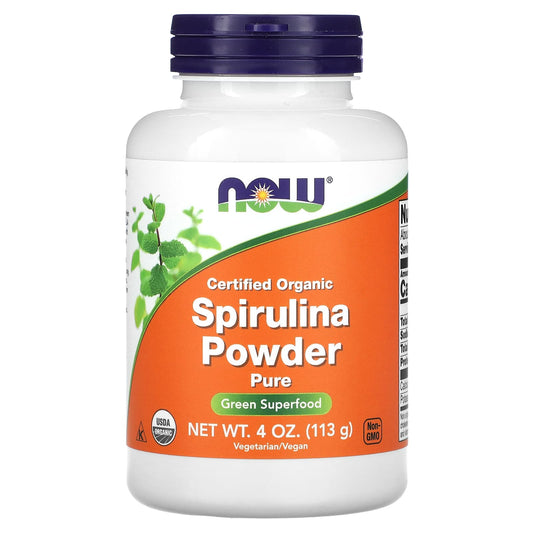 NOW Foods, Certified Organic Spirulina Powder, Pure, 4 oz (113 g) - Image 1