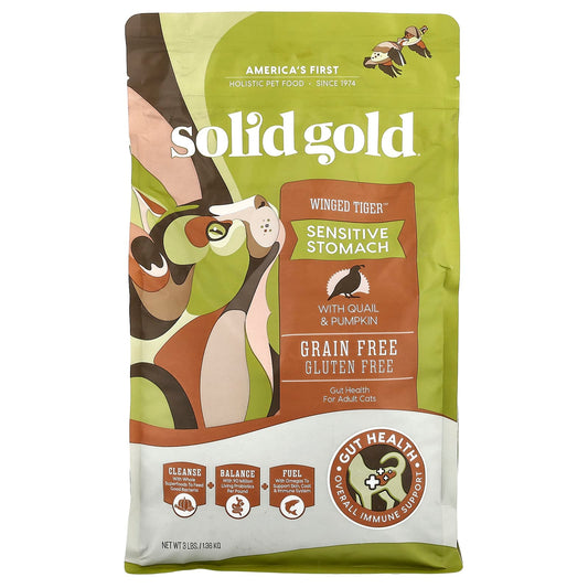 Solid Gold, Winged Tiger™, For Cats, Adult, With Quail & Pumpkin, 3 lbs (1.36 kg) - Image 1