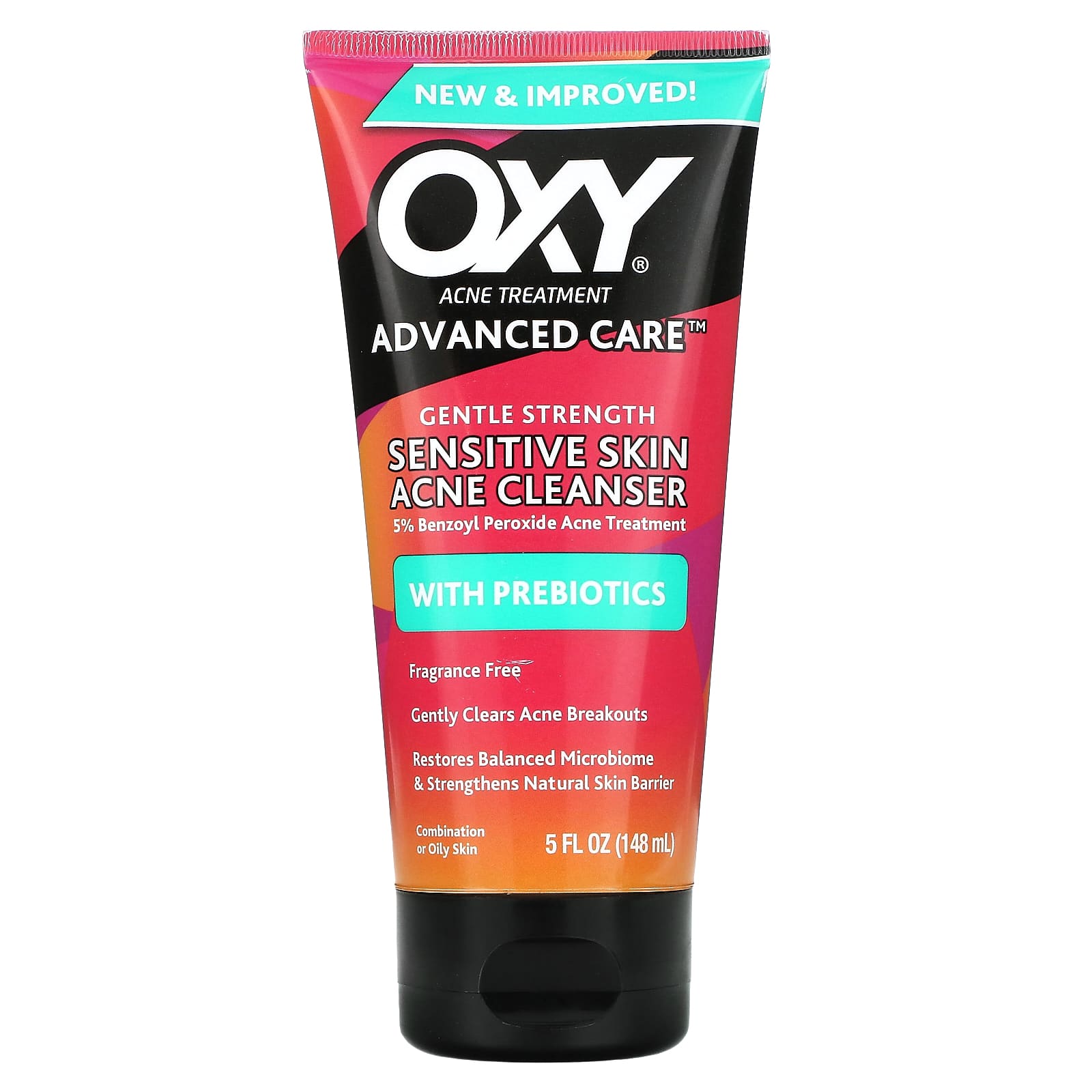 Oxy Skin Care, Sensitive Skin Acne Cleanser with Prebiotics, Fragrance Free, 5 fl oz (148 ml) - Image 1