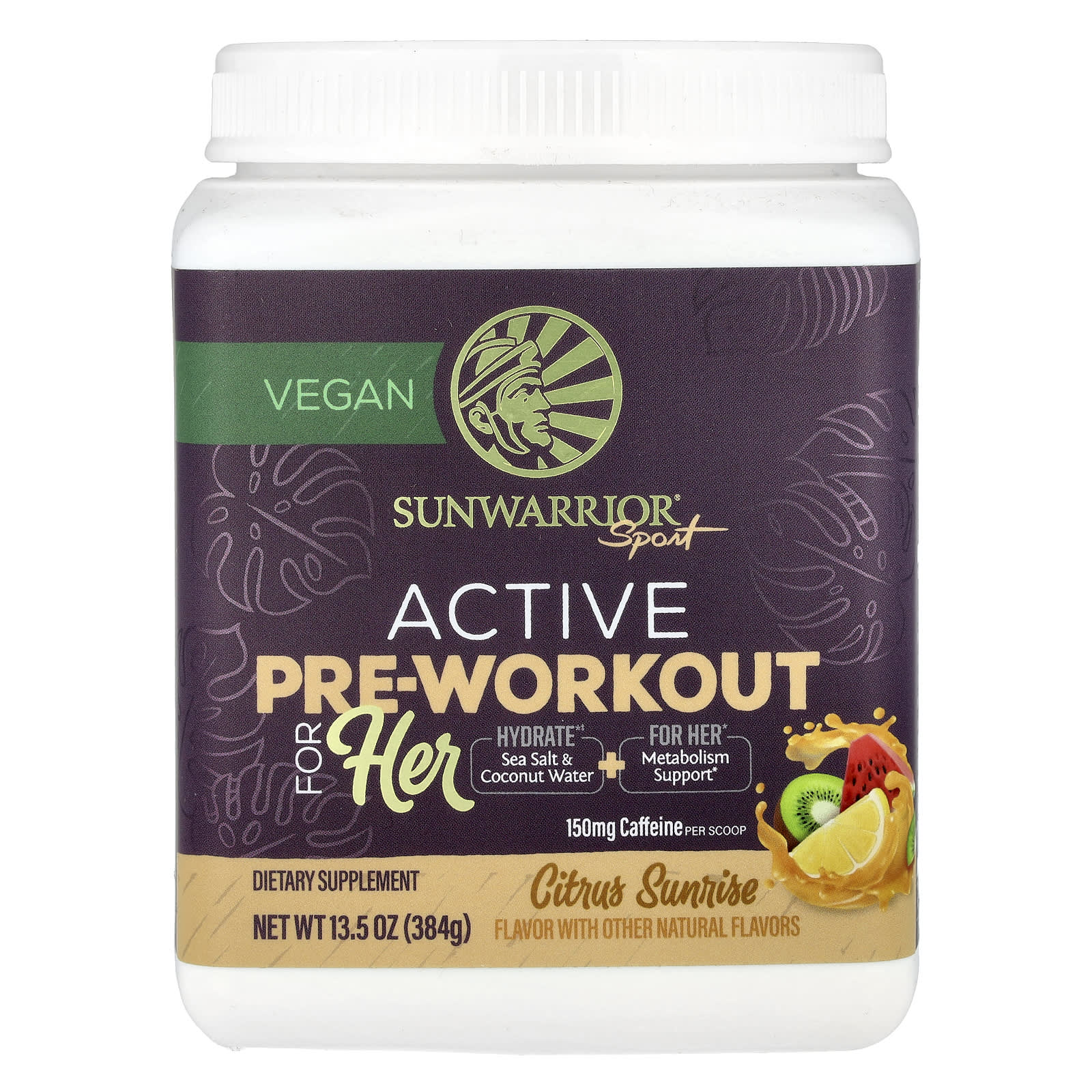 Sunwarrior, Sport, Active Pre-Workout For Her, Citrus Sunrise, 13.5 oz (384 g) - Image 1