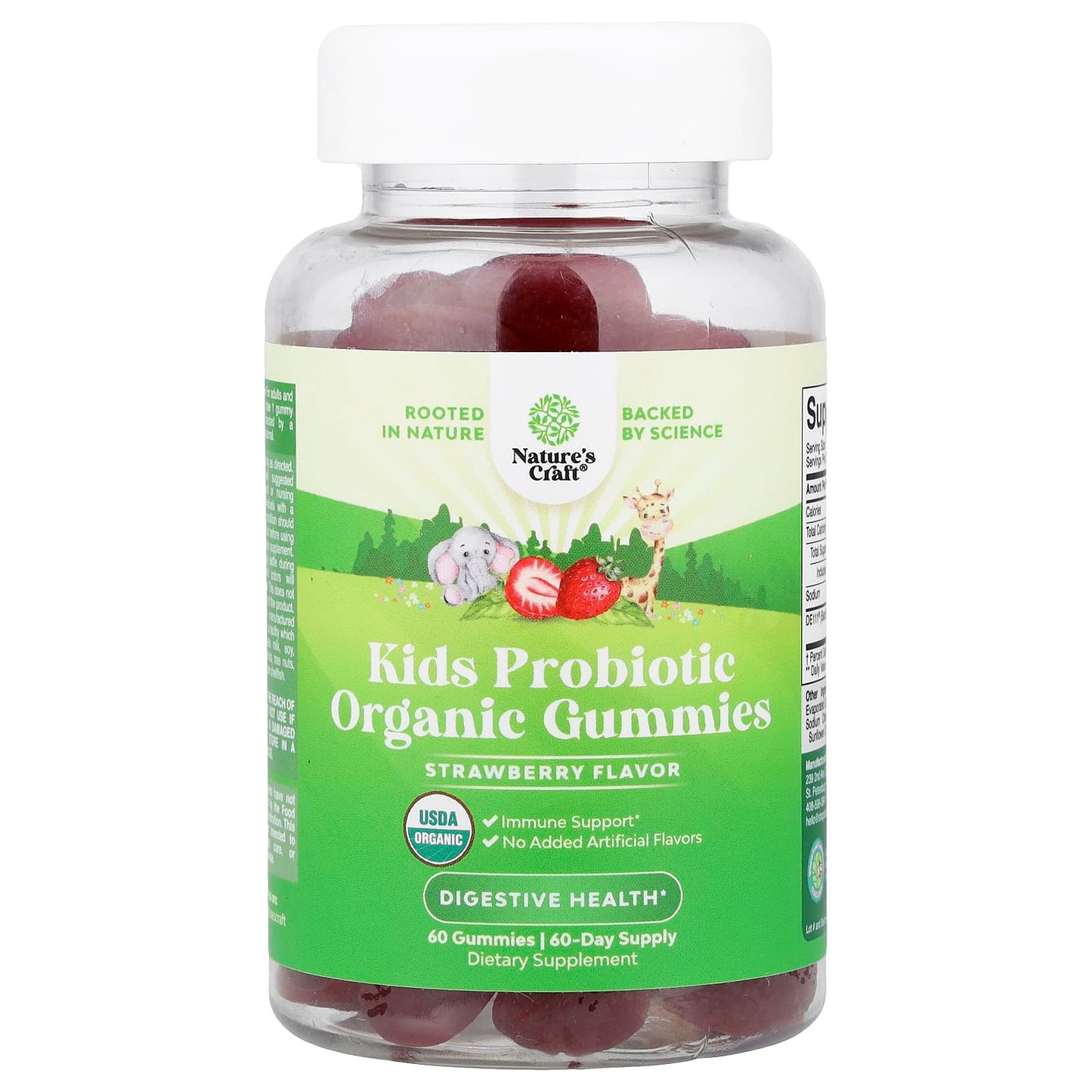 Nature's Craft, Kids Probiotic Organic Gummies, Strawberry, 60 Gummies - Image 1
