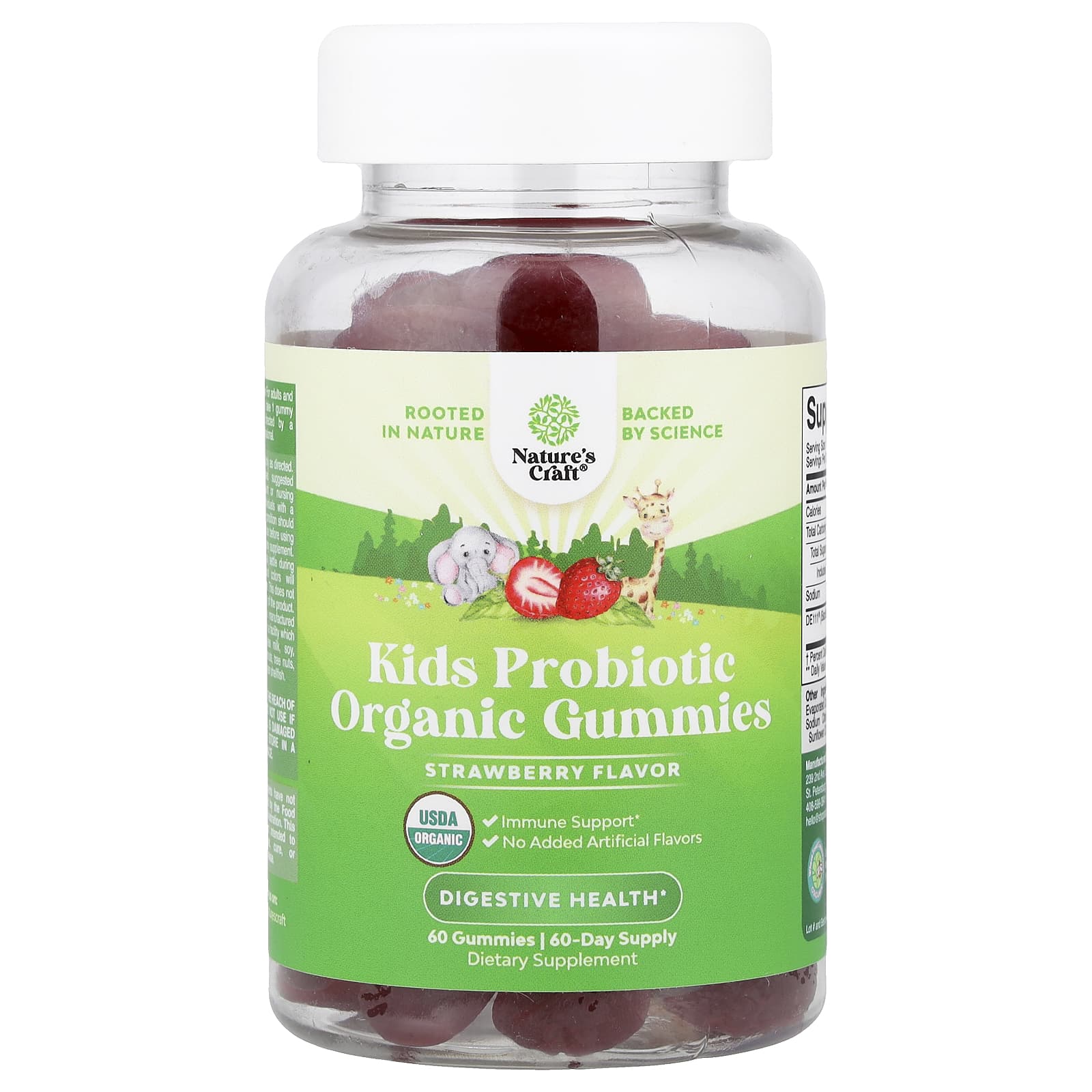 Nature's Craft, Kids Probiotic Organic Gummies, Strawberry, 60 Gummies - Image 1