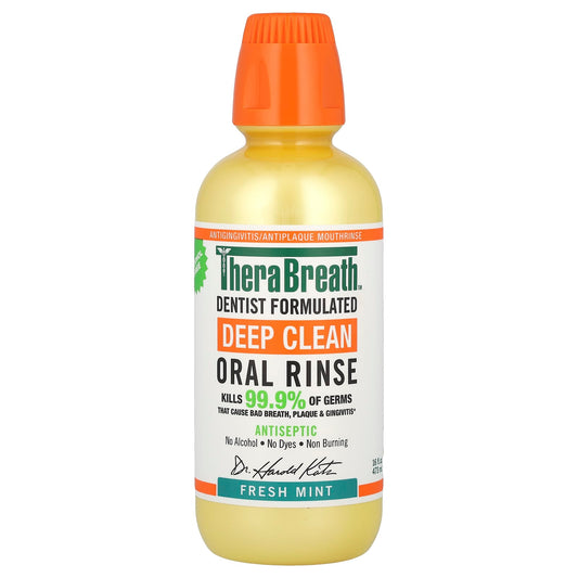 TheraBreath, Deep Clean Oral Rinse, Fresh Mint, 16 fl oz (473 ml) - Image 1