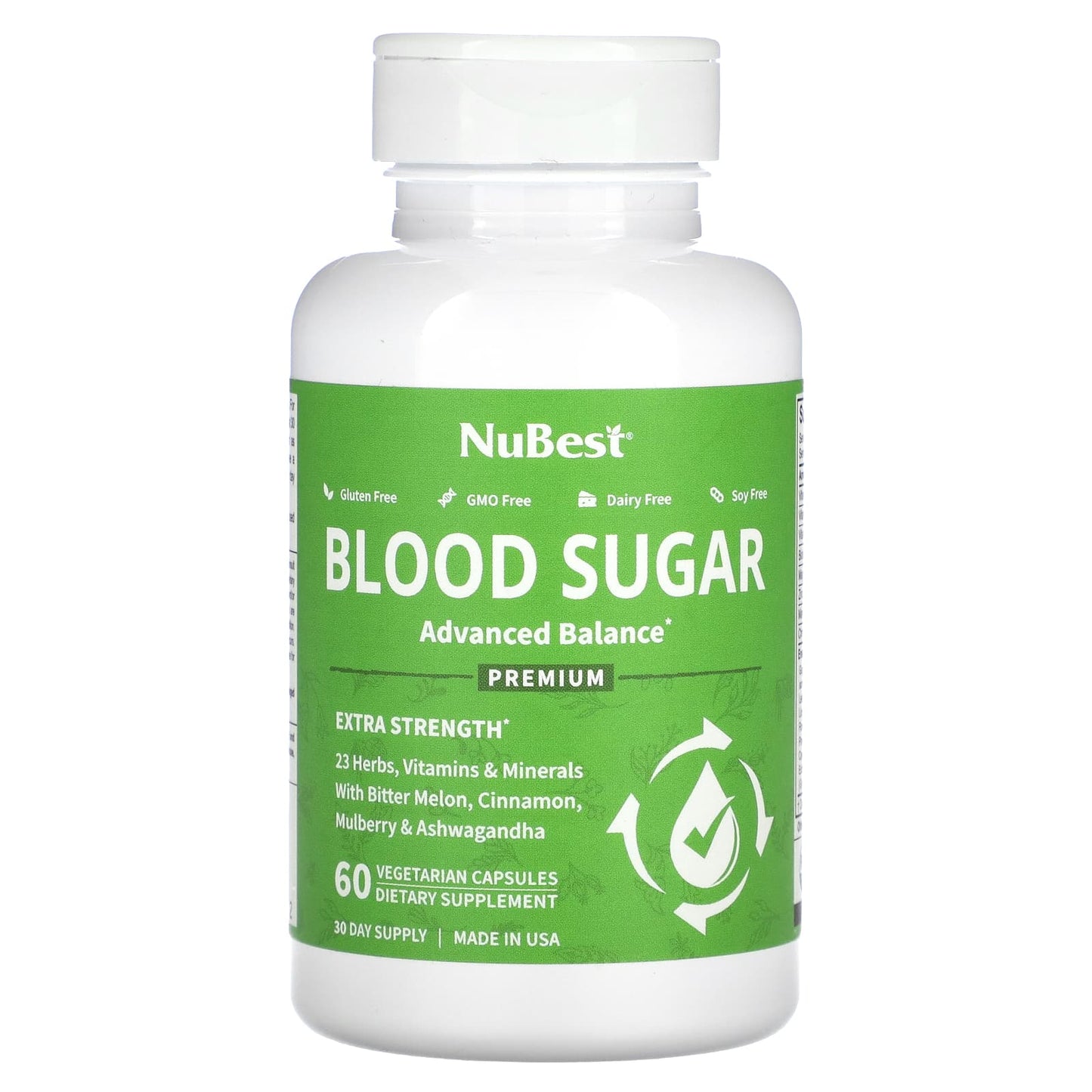 NuBest, Blood Sugar, Extra Strength, 60 Vegetarian Capsules - Image 1