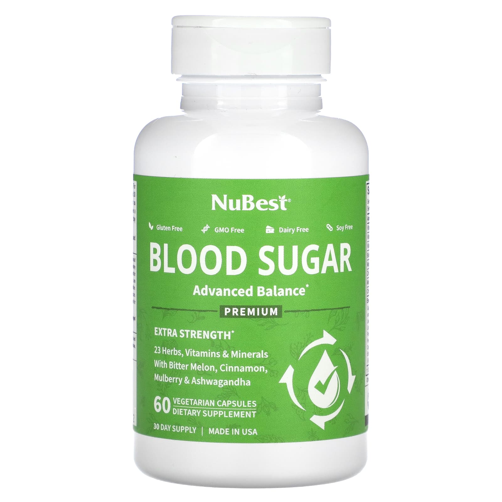 NuBest, Blood Sugar, Extra Strength, 60 Vegetarian Capsules - Image 1