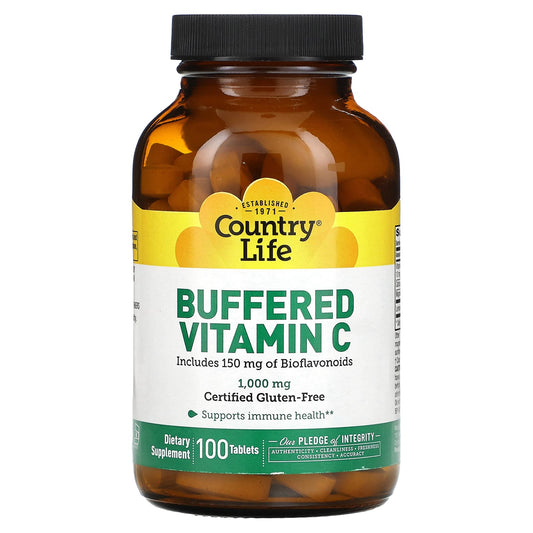 Country Life Buffered Vitamin C, 1000mg, Gluten-Free, 100 Tablets - Image 1