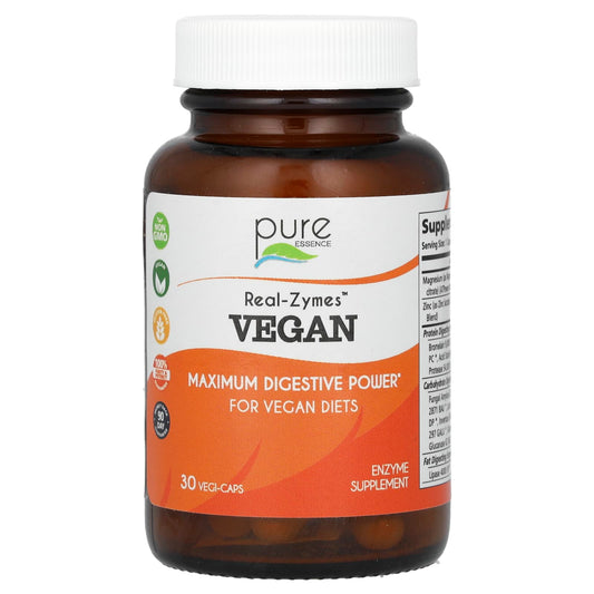 Pure Essence, Real-Zymes, Vegan, 30 Vegi-Caps - Image 1