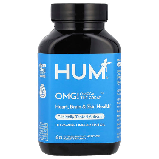 HUM Nutrition, OMG! Omega The Great™, Ultra-Pure Omega-3 Fish Oil, 60 Softgels (700 mg per Softgel)