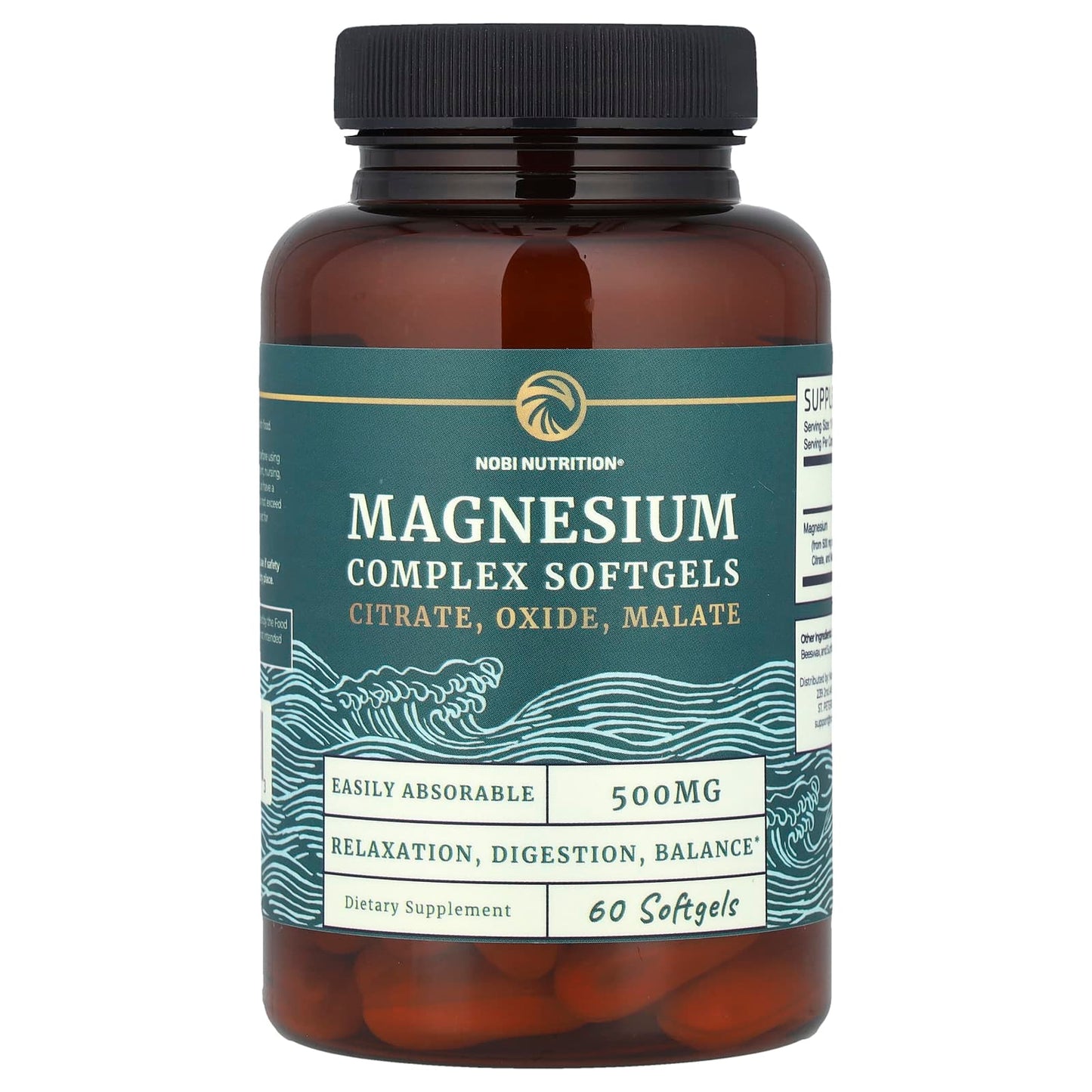 Nobi Nutrition, Magnesium Complex, 500 mg , 60 Softgels - Image 1