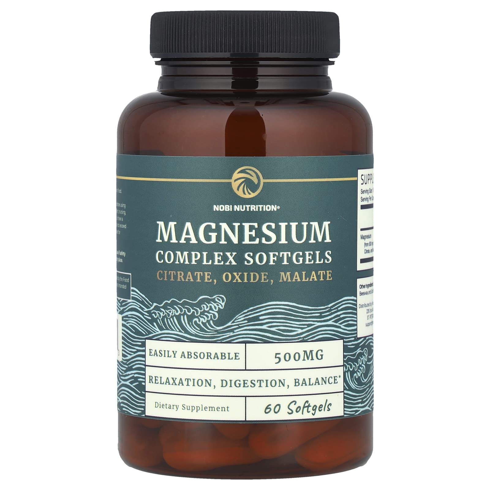 Nobi Nutrition, Magnesium Complex, 500 mg , 60 Softgels - Image 1