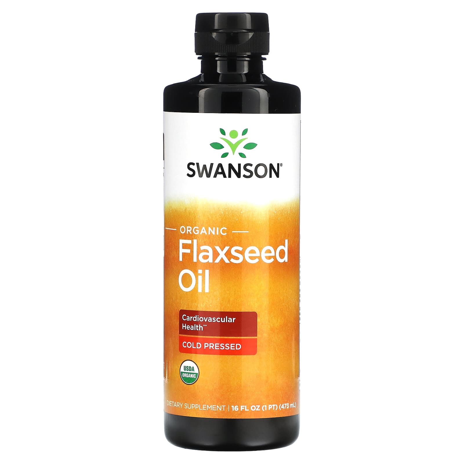 Swanson, Organic Flaxseed Oil, 16 fl oz (473 ml) - Image 1