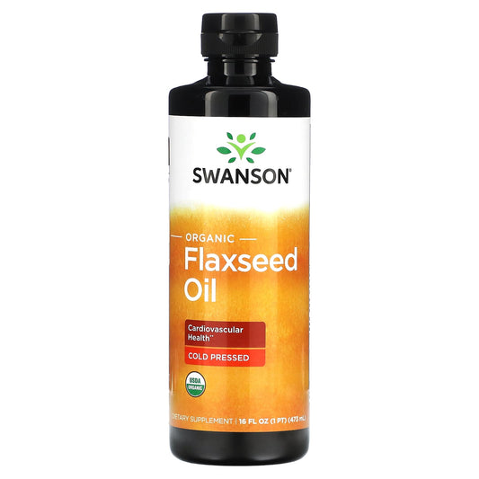 Swanson, Organic Flaxseed Oil, 16 fl oz (473 ml) - Image 1