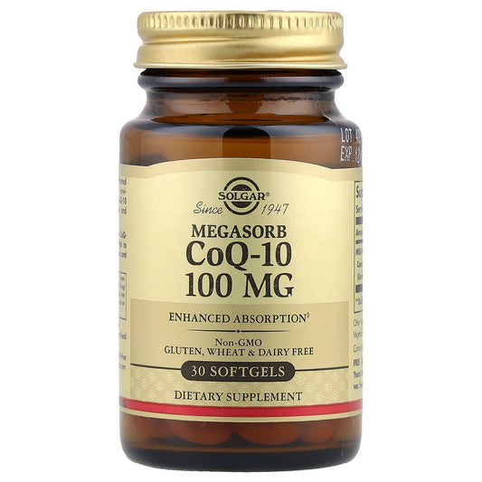 Solgar, Megasorb CoQ-10 , 100 mg, 30 Softgels - Image 1