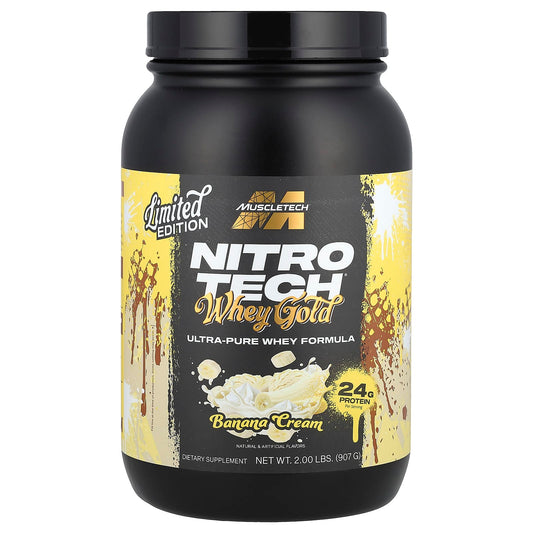 MuscleTech, Nitro-Tech® Whey Gold, Banana Cream, 2 lbs (907 g) - Image 1