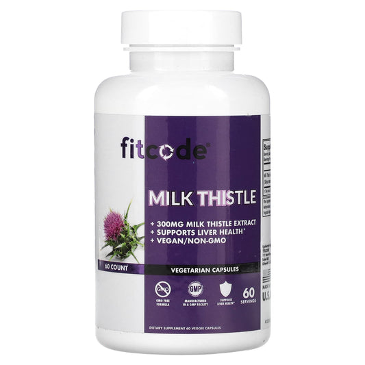 Milk Thistle Liver Support Supplement, 300mg, 60 Capsules by FITCODE - Image 1