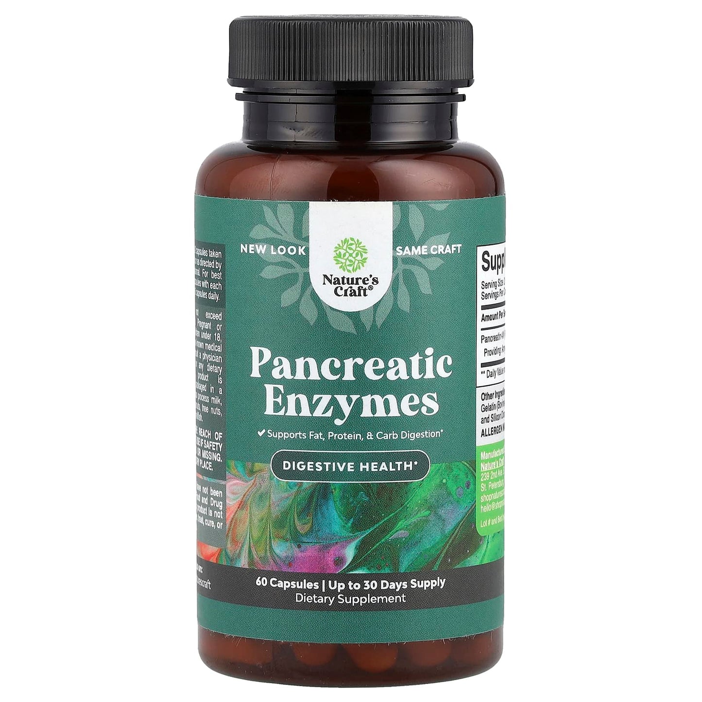 Nature's Craft, Pancreatic Enzymes, 60 Capsules (325 mg per Capsule) - Image 1