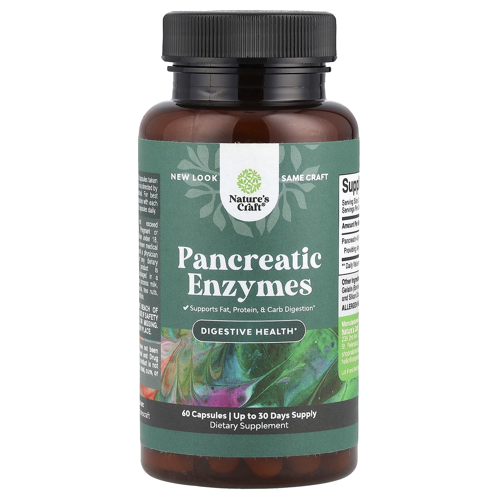 Nature's Craft, Pancreatic Enzymes, 60 Capsules (325 mg per Capsule) - Image 1