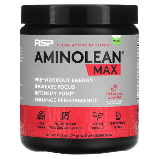 RSP Nutrition, AminoLean Max Pre-Workout Energy, Strawberry Lemonade, 9.85 oz (279 g) - Image 1