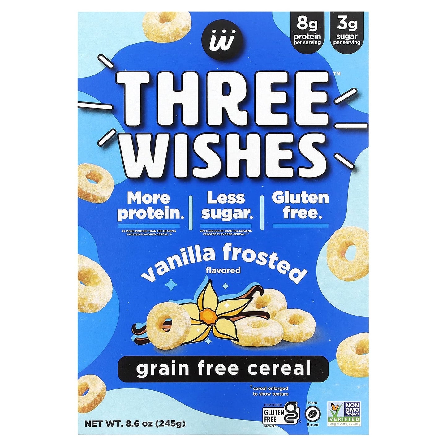 Three Wishes, Grain Free Cereal, Vanilla Frosted, 8.6 oz (245 g) - Image 1