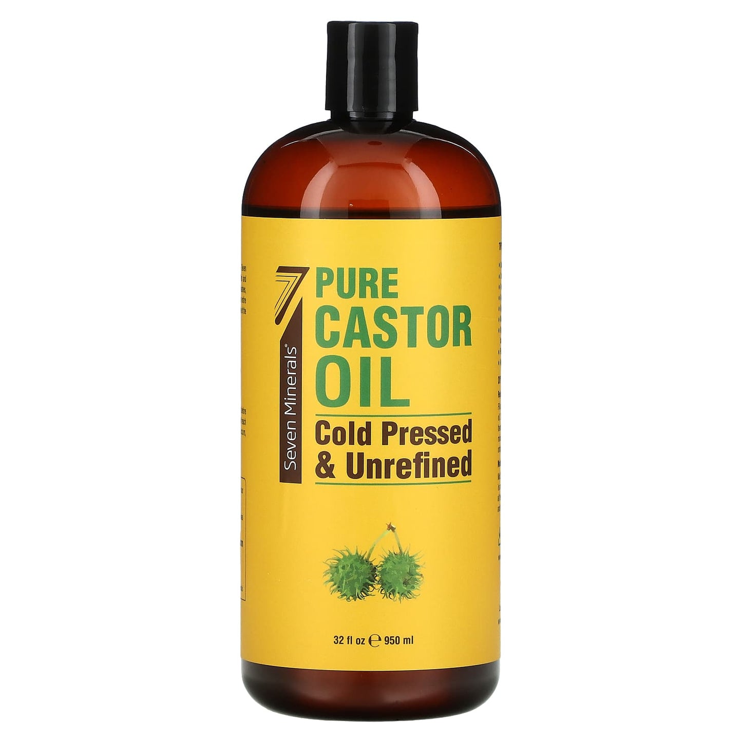 Seven Minerals, Pure Castor Oil, Cold Pressed & Unrefined, Unscented, 32 fl oz (950 ml) - Image 1