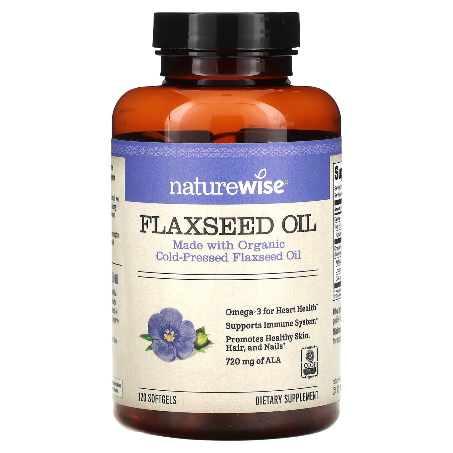 NatureWise, Flaxseed Oil, 120 Softgels - Image 1