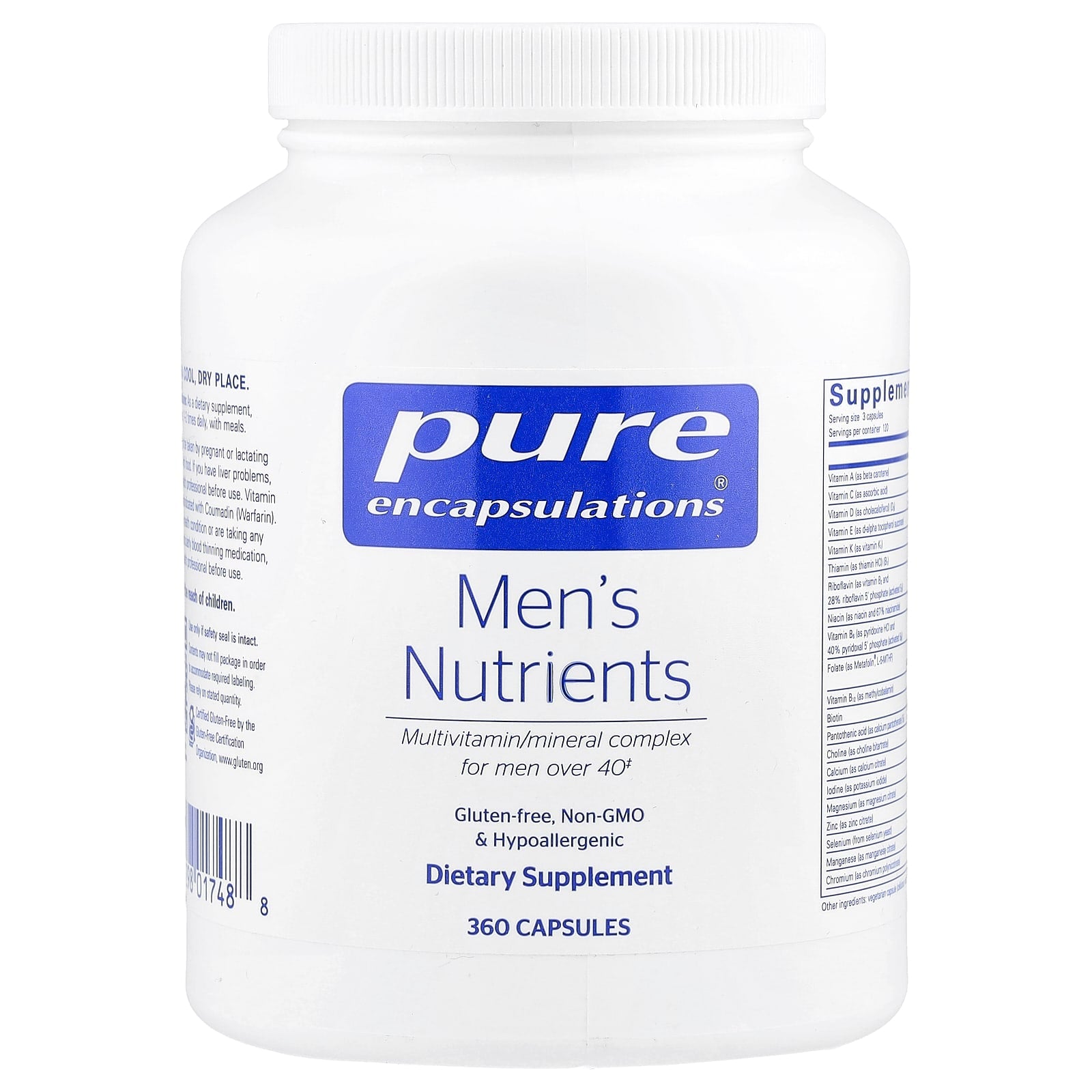 Pure Encapsulations, Men's Nutrients, Multivitamin/Mineral Complex For Men Over 40, 360 Capsules - Image 1