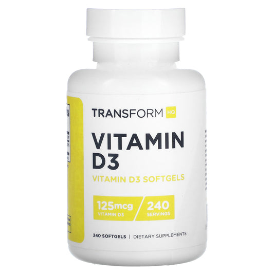 TransformHQ, Vitamin D3, 125 mcg (5,000 IU), 240 Softgels - Image 1
