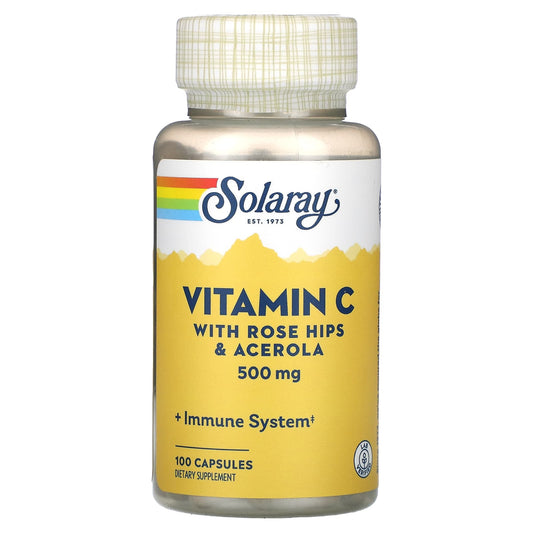 Solaray, Vitamin C, with Rose Hips & Acerola, 500 mg, 100 Capsules - Image 1