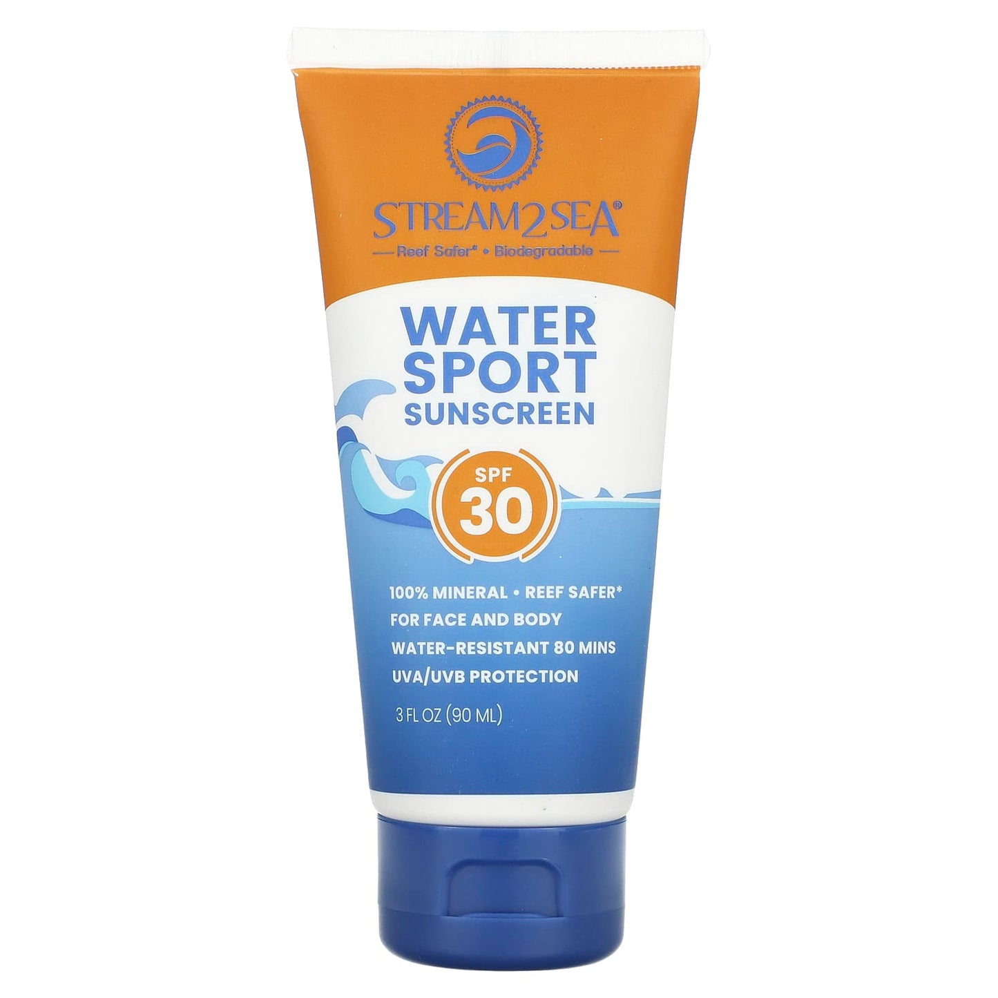 Stream2Sea, Water Sport Sunscreen, SPF 30, Fragrance Free, 3 fl oz (90 ml) - Image 1