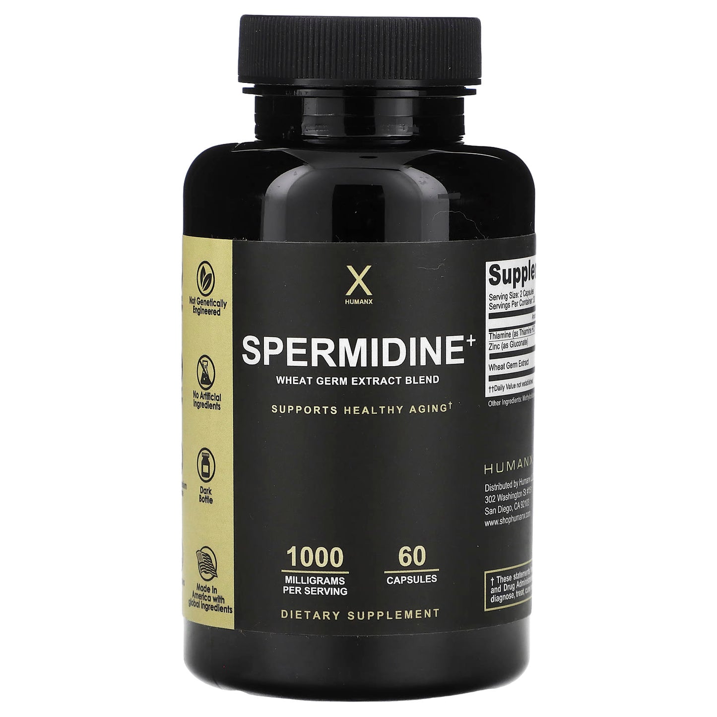 Humanx, Spermidine+, Wheat Germ Extract Blend, 1,000 mg, 60 Capsules (500 mg per Capsule)