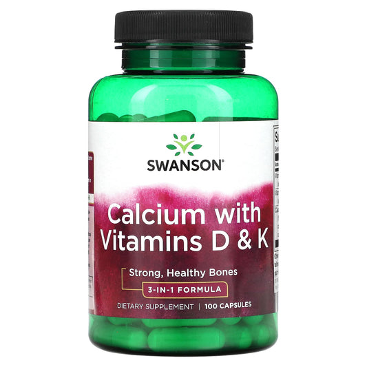 Swanson, Calcium with Vitamins D & K, 100 Capsules - Image 1