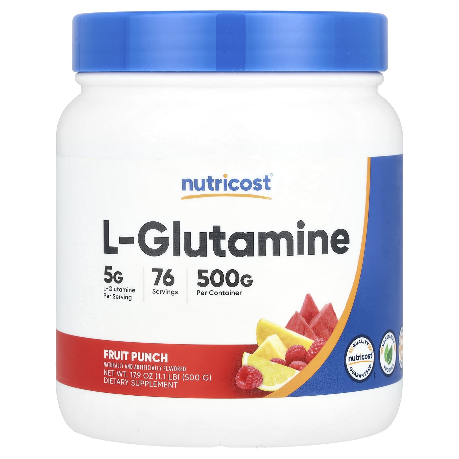 Nutricost, L-Glutamine, Fruit Punch , 17.9 oz (500 g) - Image 1