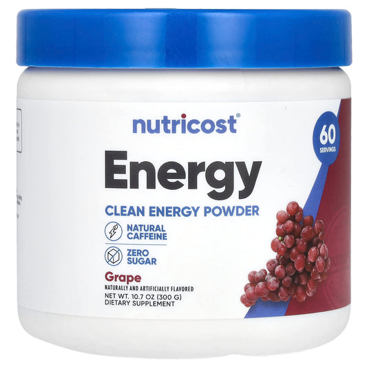 Nutricost, Energy, Clean Energy Powder, Grape, 10.7 oz (300 g) - Image 1
