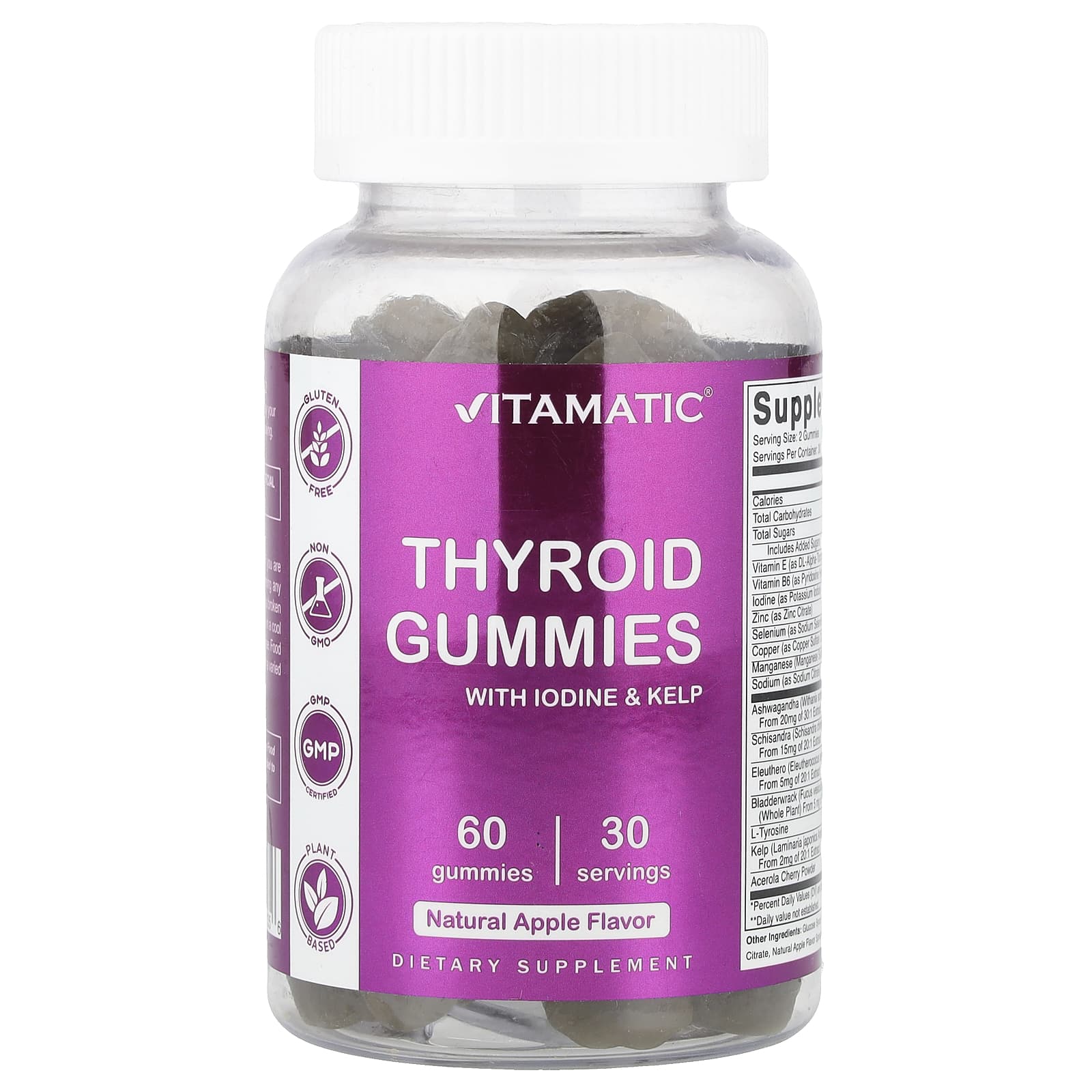 Vitamatic, Thyroid Gummies With Iodine & Kelp, Apple, 60 Gummies - Image 1