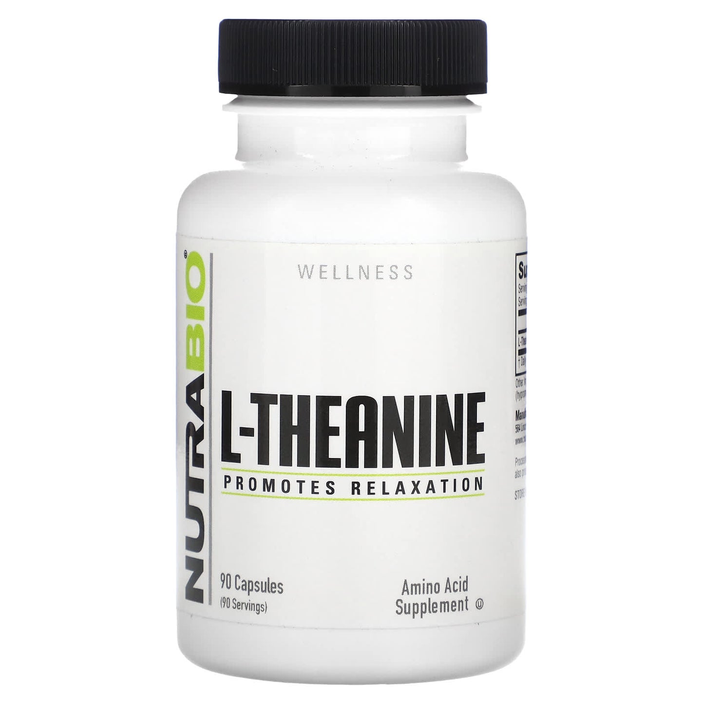 NutraBio, L-Theanine, 90 Capsules (200 mg per Capsule) - Image 1
