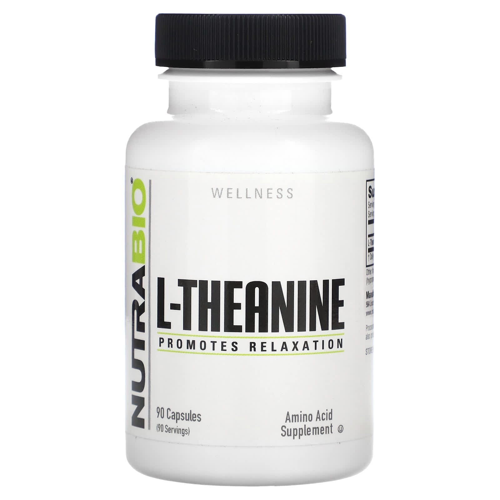 NutraBio, L-Theanine, 90 Capsules (200 mg per Capsule) - Image 1