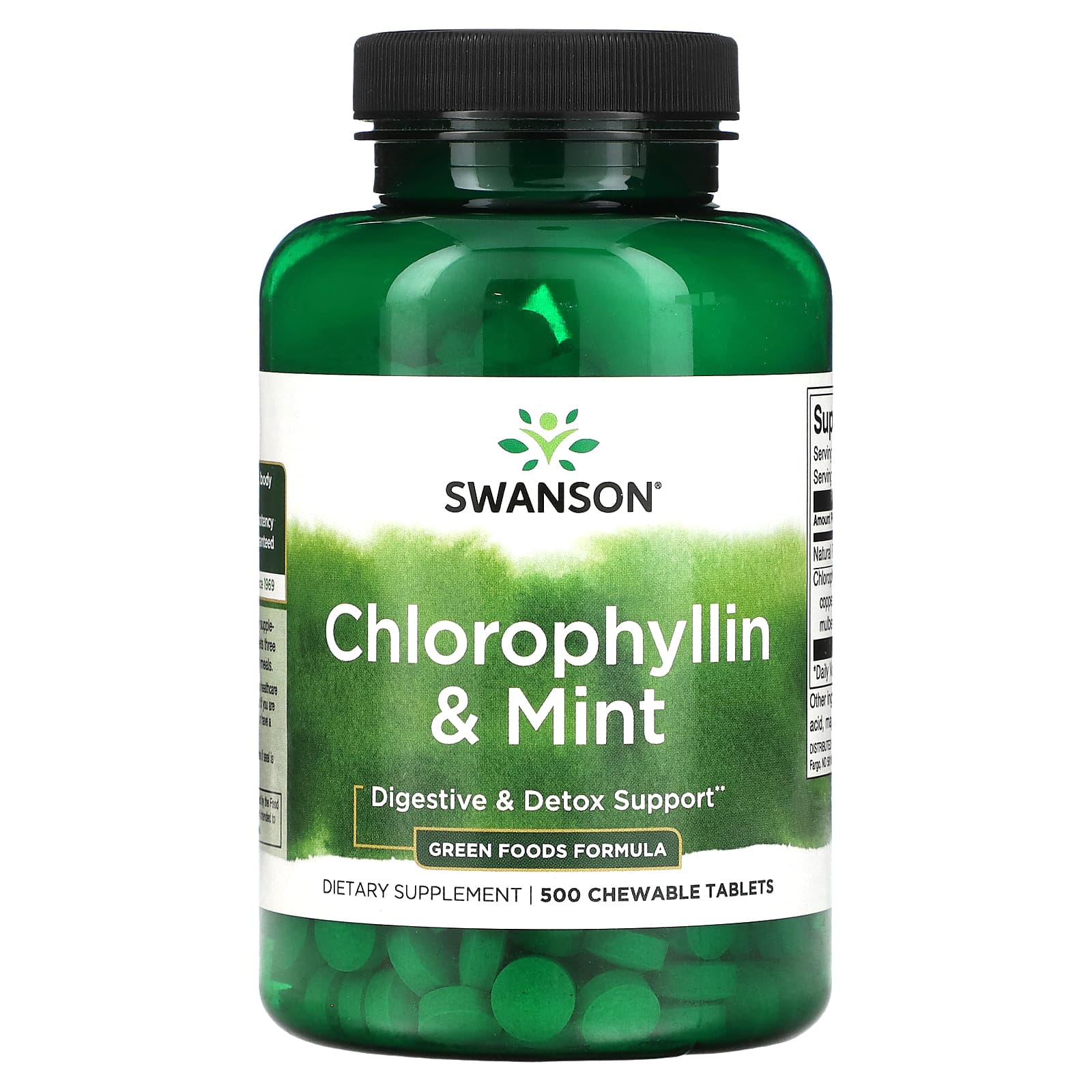 Swanson, Chlorophyllin & Mint, 500 Chewable Tablets - Image 1